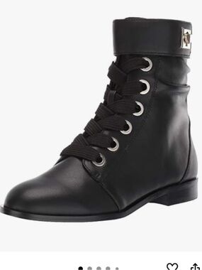 Kate Spade Black Leather Ruby Lace-Up Boot with Accent Detail